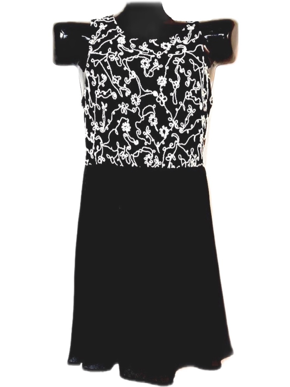 Elegant Black and White Embroidered Dress